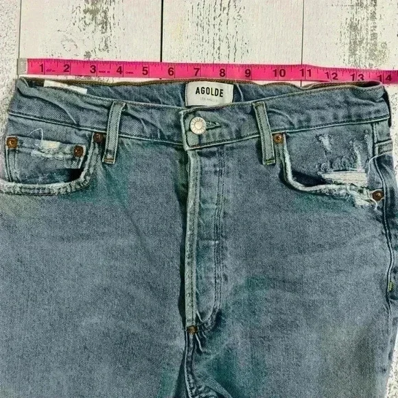 AGOLDE  REVOLVE - Nico High Rise Slim Fit Button Fly Distressed Size 27 - Picture 5 of 14